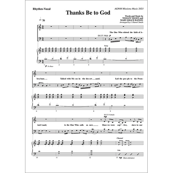 Thanks Be to God Lead Sheet | AGWM